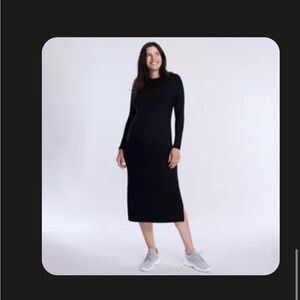 Long Sleeve Black Midi Dress - Classic Knit